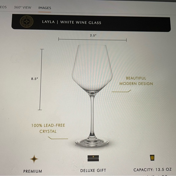 Set of 2 (8 total) Layla white wine glasses. 4 to a set, 2 boxes total. - Picture 5 of 6